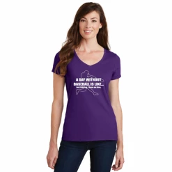 A Day Without Baseball Ladies T-ShirtChoose Your ColorTank, V-Neck, Or CrewLadies XS-4XCURRENTLY NOT AVAILABLE DUE TO STAFFING ISSUES -Bats Shop a day without baseball ladies t shirt choose your color tank v neck or crew ladies xs 4x 18
