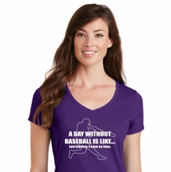 A Day Without Baseball Ladies T-ShirtChoose Your ColorTank, V-Neck, Or CrewLadies XS-4XCURRENTLY NOT AVAILABLE DUE TO STAFFING ISSUES -Bats Shop a day without baseball ladies t shirt choose your color tank v neck or crew ladies xs 4x 9