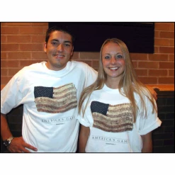 America's Game Baseball Stitches USA Flag White T-ShirtYouth And AdultShort Or Long Sleeve