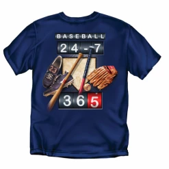 Baseball 24-7-365Navy T-ShirtYouth Med To Adult 4XCURRENTLY NOT AVAILABLE DUE TO STAFFING ISSUES