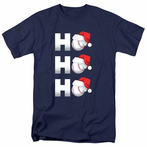 Baseball Christmas HO HO HO Adult T-Shirt Or SweatshirtChoose Your Color 4 Baseball Christmas HO HO HO Adult T-Shirt Or SweatshirtChoose Your Color - Image 2