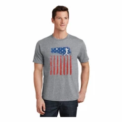 Baseball Homerun Flag Gray T-ShirtYouth Med To Adult 4XCURRENTLY NOT AVAILABLE DUE TO STAFFING ISSUES