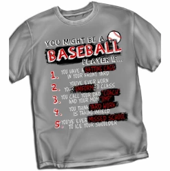 Baseball List Gray T-ShirtYouth Med To Adult 4XCURRENTLY NOT AVAILABLE DUE TO STAFFING ISSUES