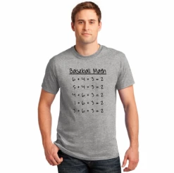 Baseball Math T-ShirtChoose Your ColorsYouth Med To Adult 4XCURRENTLY NOT AVAILABLE DUE TO STAFFING ISSUES