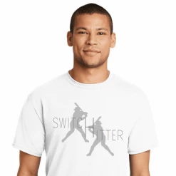 Baseball Switch Hitter White T-ShirtYouth Med To Adult 4XCURRENTLY NOT AVAILABLE DUE TO STAFFING ISSUES