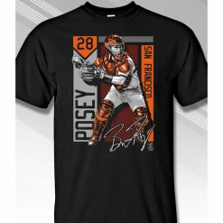 Buster Posey San Francisco Colorblock T-ShirtShort Or Long SleeveYouth Med To Adult 4XCURRENTLY NOT AVAILABLE DUE TO STAFFING ISSUES