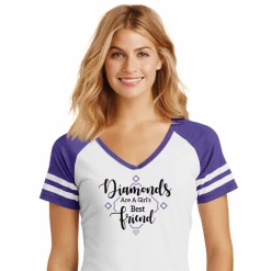 Diamonds Are A Girl's Best Friend Ladies Baseball Game V-Neck T-ShirtChoose Your ColorsLadies XS-4XCURRENTLY NOT AVAILABLE DUE TO STAFFING ISSUES