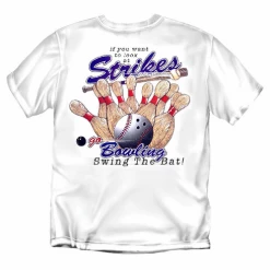 Go Bowling White Baseball Adult Medium T-Shirt By RopesONLY 2 LEFT!