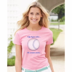 Life Begins When...the Softball Season Starts Ladies T-ShirtLadies S-2XCURRENTLY NOT AVAILABLE DUE TO STAFFING ISSUES