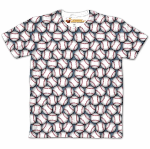Lots Of Baseballs Crew Design Sublimated Adult T-ShirtADULT S OR M 3 Lots Of Baseballs Crew Design Sublimated Adult T-ShirtADULT S OR M
