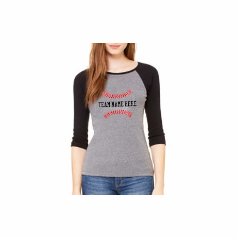 Personalized Baseball Ladies 3/4-Sleeve T-ShirtChoose Your TextChoose Your ColorsLadies S-2XCURRENTLY NOT AVAILABLE DUE TO STAFFING ISSUES 4 Personalized Baseball Ladies 3/4-Sleeve T-ShirtChoose Your TextChoose Your ColorsLadies S-2XCURRENTLY NOT AVAILABLE DUE TO STAFFING ISSUES - Image 2