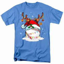 Reindeer Santa Hat Baseball Christmas Lights Adult T-ShirtChoose Your Color -Bats Shop reindeer santa hat baseball christmas lights adult t shirt choose your color 5