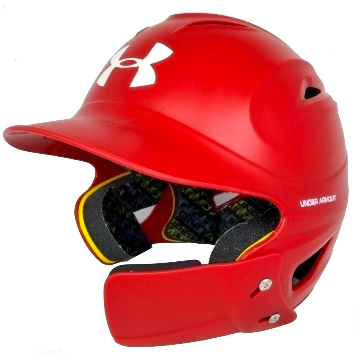 Under Armour Batting Helmet With Jaw Guard // RED 3 Under Armour Batting Helmet With Jaw Guard // RED