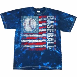 Scuffed Baseball USA Flag Blue Vat Dye Adult T-Shirt