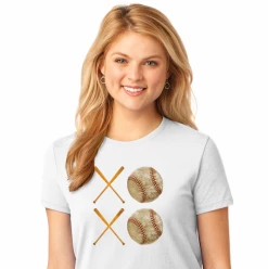 XOXO Baseball Ladies White T-ShirtTank, V-Neck, Or CrewLadies XS-4XCURRENTLY NOT AVAILABLE DUE TO STAFFING ISSUES -Bats Shop xoxo baseball ladies t shirt tank v neck or crew ladies xs 4x 15