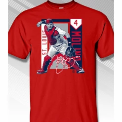 Yadier Molina St. Louis Colorblock T-ShirtShort Or Long SleeveYouth Med To Adult 4XCURRENTLY NOT AVAILABLE DUE TO STAFFING ISSUES